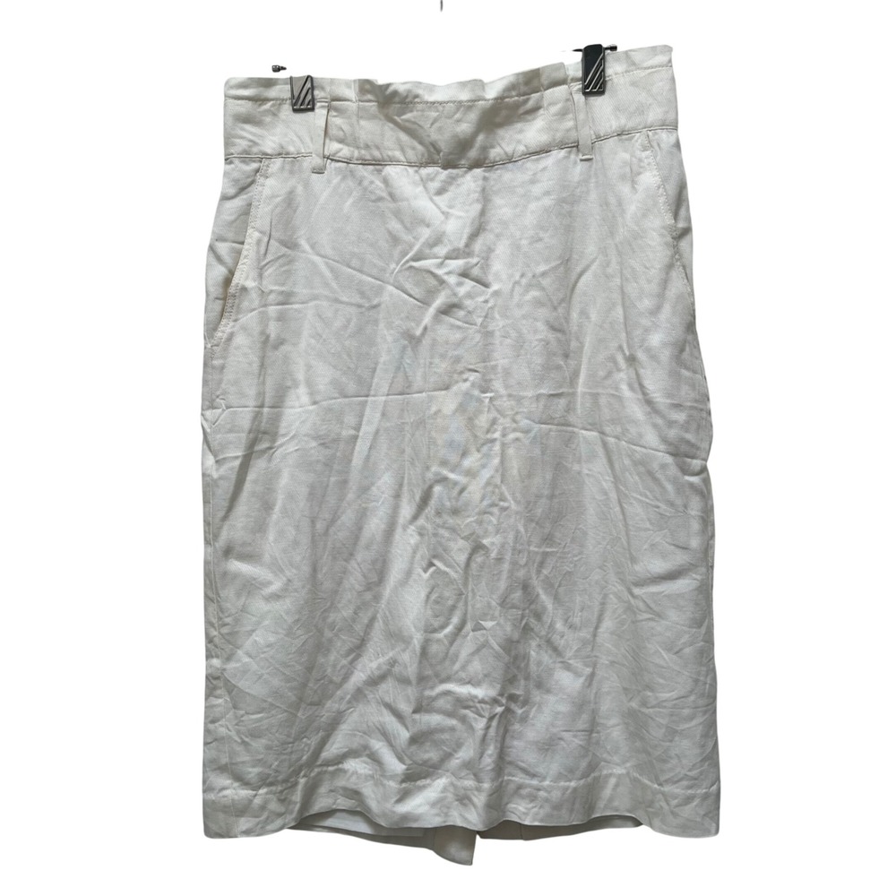 ANN TAYLOR‎ Womens Size 6 Pencil Skirt Knee Length White Linen Blend